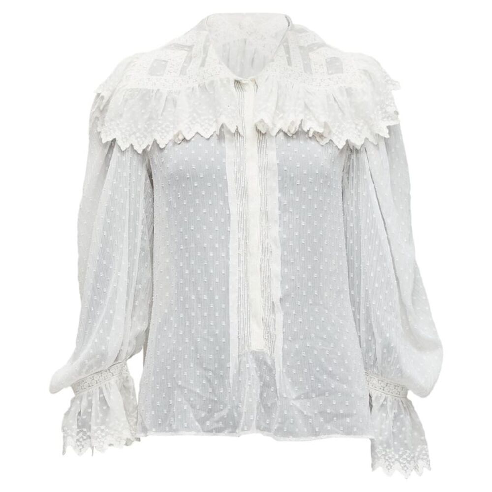 Etro Plisse Ruffle Collar Blouse